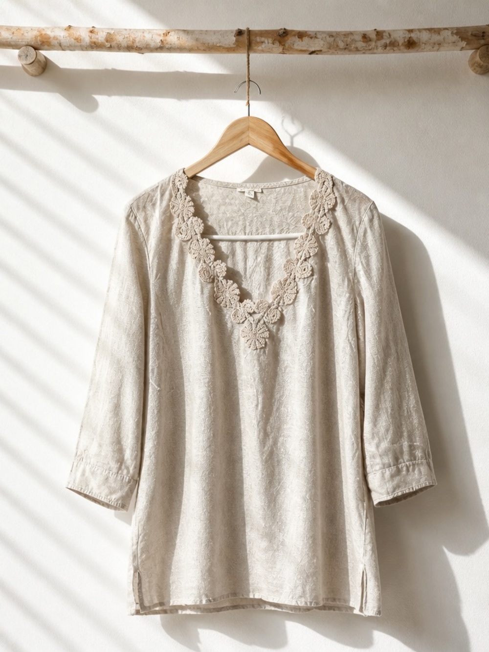 J.jill Oatmeal Linen Blend Tunic Blouse(134)